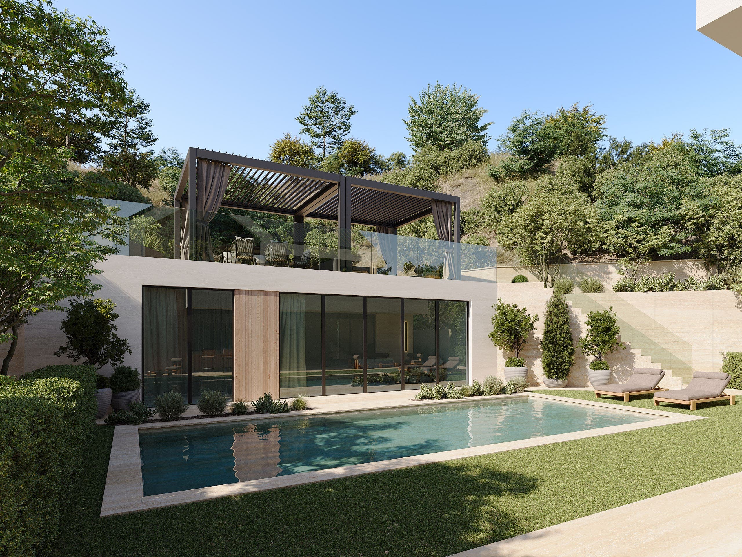 Architectural visualization of Escalon Residence in Sunset Built · Los Angeles, CA