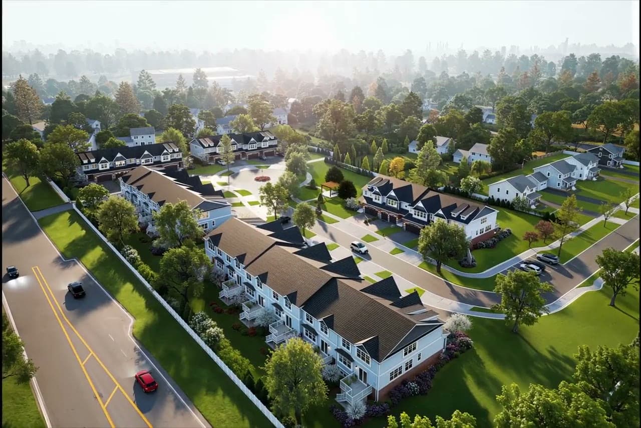 Architectural visualization of Harding Townhomes in Glen Ellyn, IL