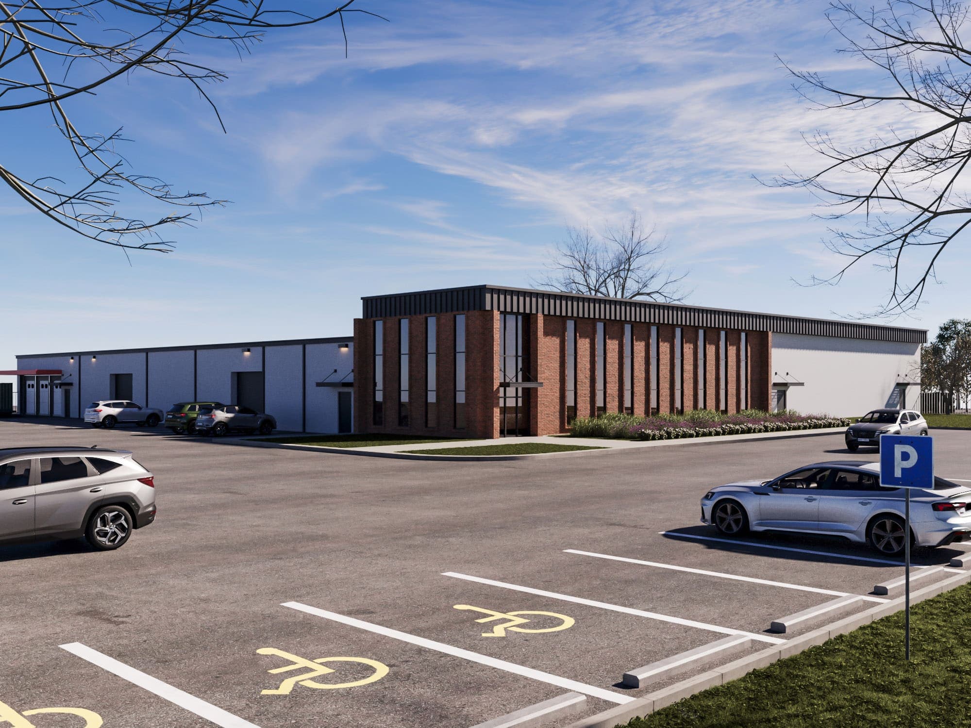 Architectural visualization of IND Industrial Facility in Dymaxion Development · Lansing, MI