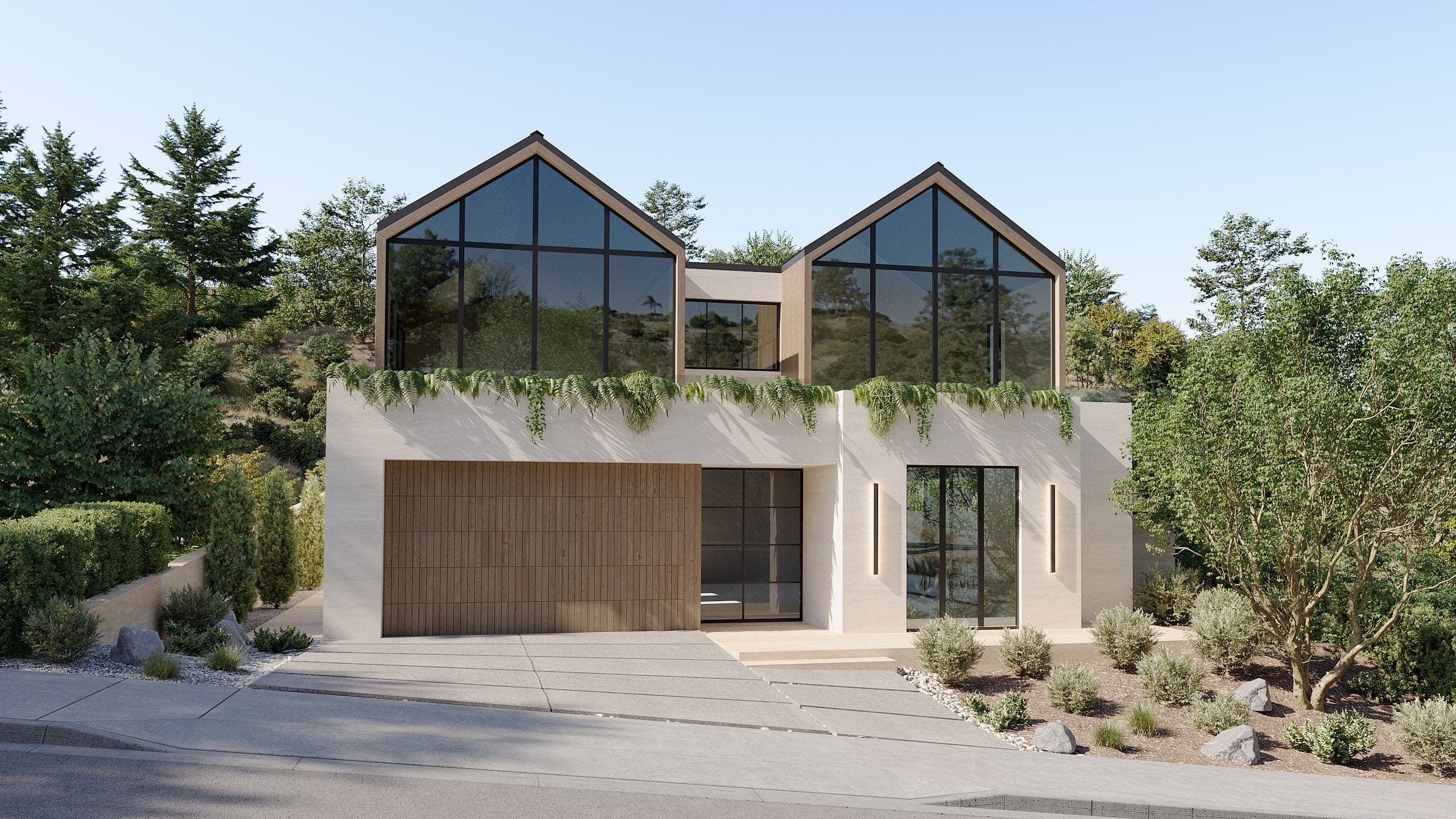 Architectural visualization of Escalon Residence in Sunset Built · Los Angeles, CA